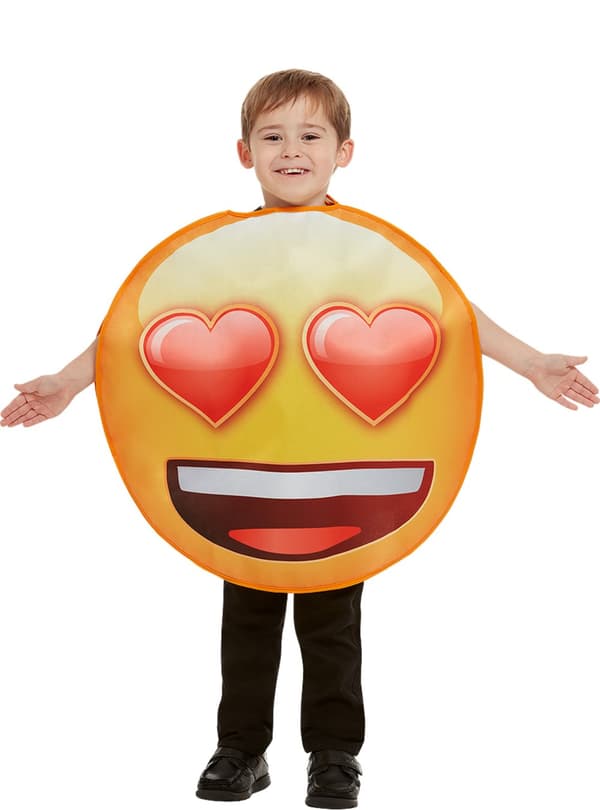 Funidelia | Emoji smil med hjerteøyne kostyme OFFISIELL til jenter og gutter ▶ Emotikon, Whatsapp, Original og Morsom - Gul