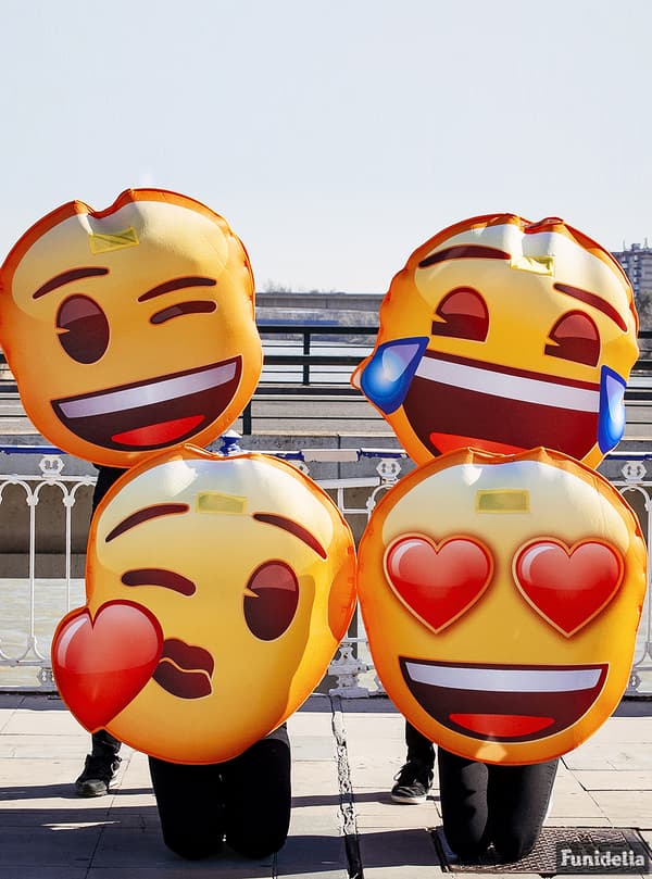 Funidelia | Emoji Maskeraddräkt puss med hjärta OFFICIELLA för dam och herr ▶ Emoticon, Whatsapp, Originella och roliga - Gul