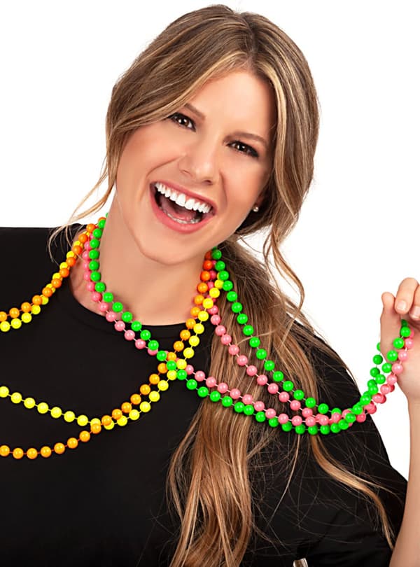 Funidelia | Halsband med neonfärgade pärlor för herr ▶ 80 tals, 90 tals, Popmusik, Decades - Flerfärgad, accessoarer för maskeraddräkter