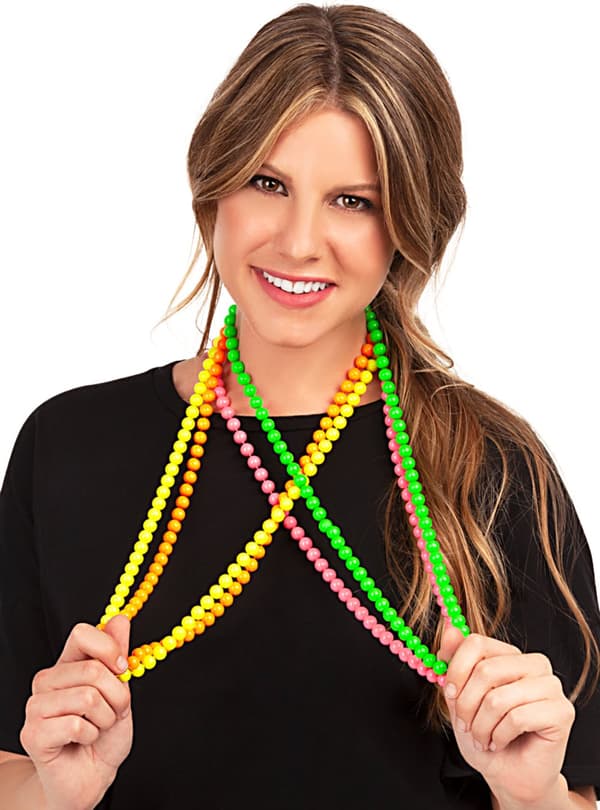 Funidelia | Halsband med neonfärgade pärlor för herr ▶ 80 tals, 90 tals, Popmusik, Decades - Flerfärgad, accessoarer för maskeraddräkter