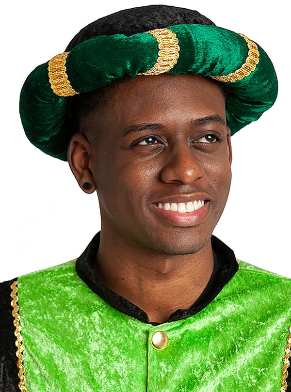 Turban med fjäder grön för vuxen