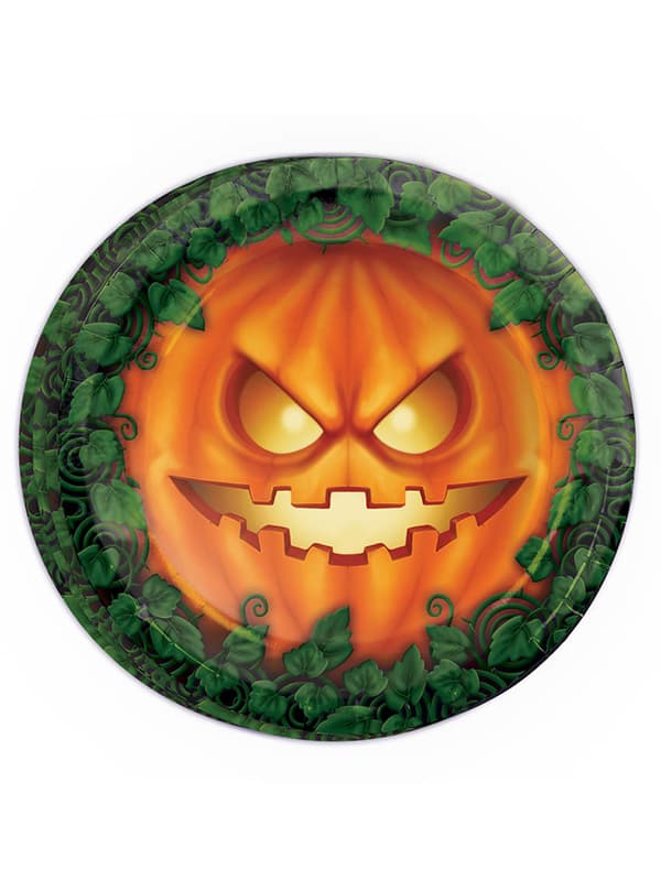 Sett med 8 Halloween Gresskar Tallerkner