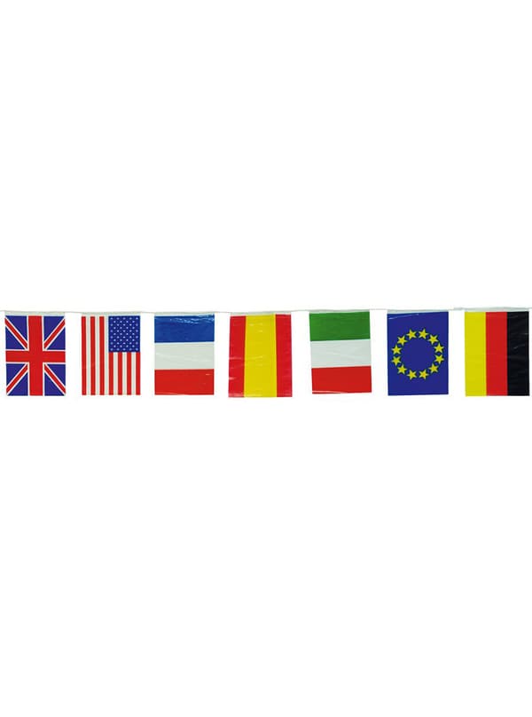 Guirlande med store internationale flag 50 m.