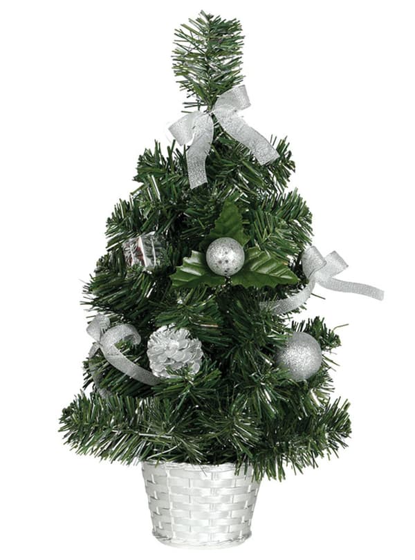 Mini julgran silverfärgad
