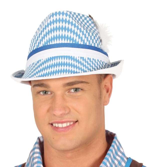 Blå og hvid oktoberfest hat til voksne