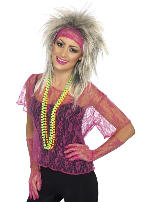 Rosa Neon Blonder 80-talls Sett