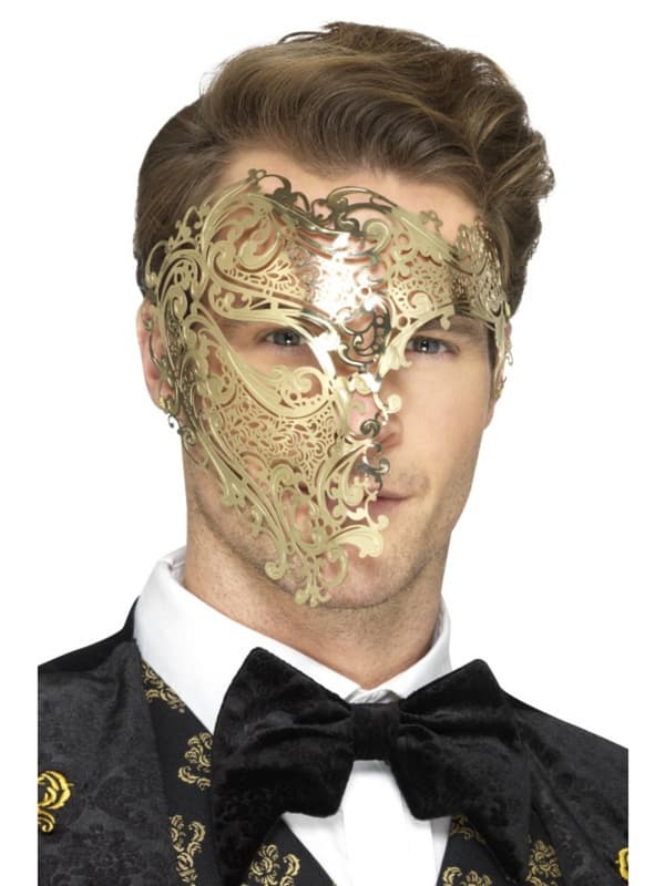 Phantom of the opera gull halv maske for menn