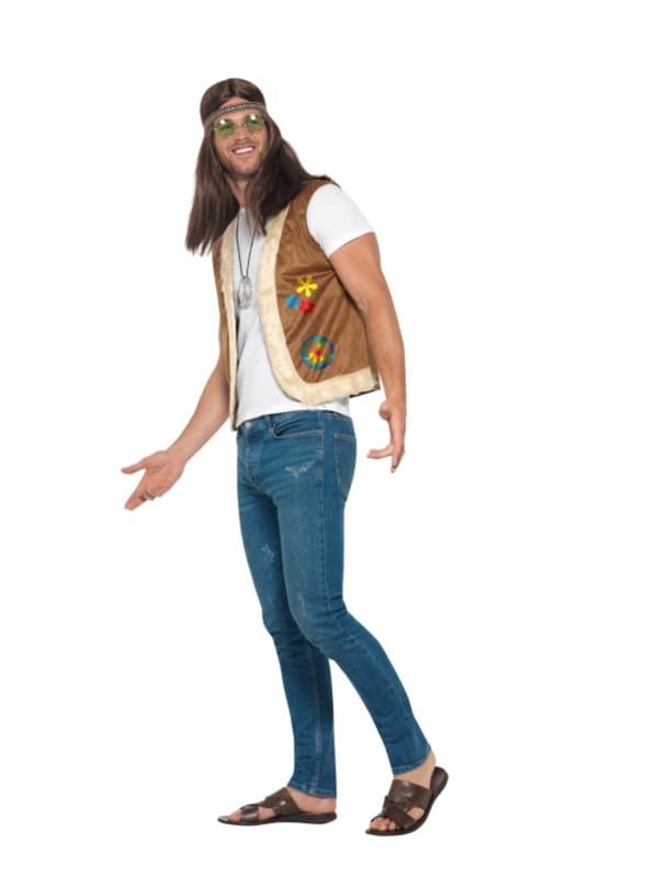 Väst hippie brun för vuxen
