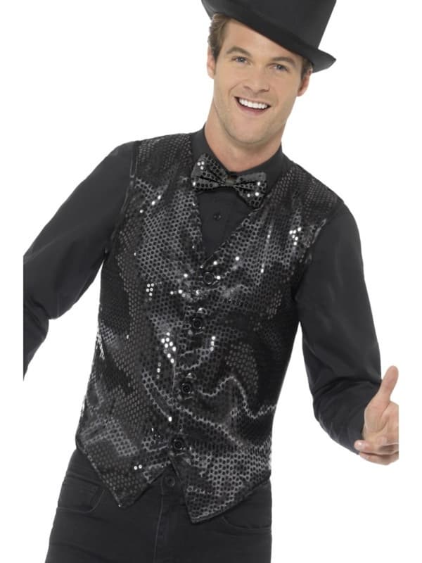 Svart paljett vest for menn