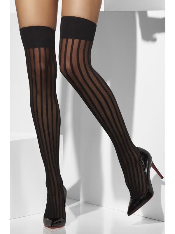 Svart hold up tights med striper