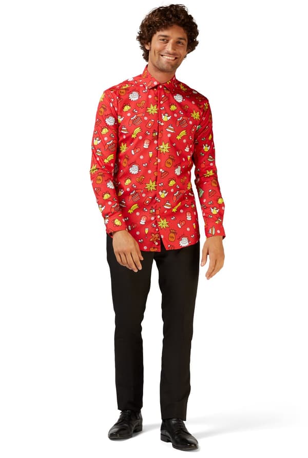 Jule Opposuits til mænd i Doodle Red