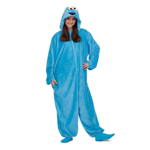 Cookie Monster fra Sesame Street Onesie kostume til voksne