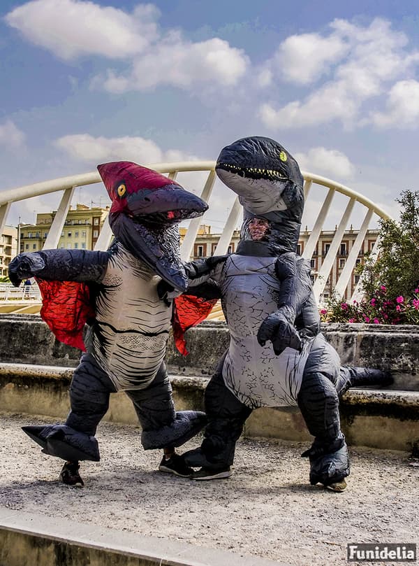 Prestige oppustelig Blå Velociraptor Dinosaur Kostume til Voksne - Jurassic World