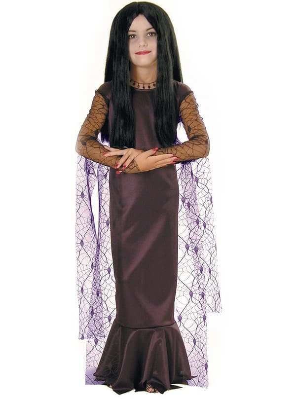 Morticia Familjen Addams dräkt barn