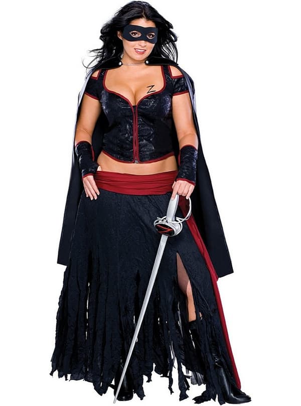 Lady Zorro sexy kostume plus size til kvinder