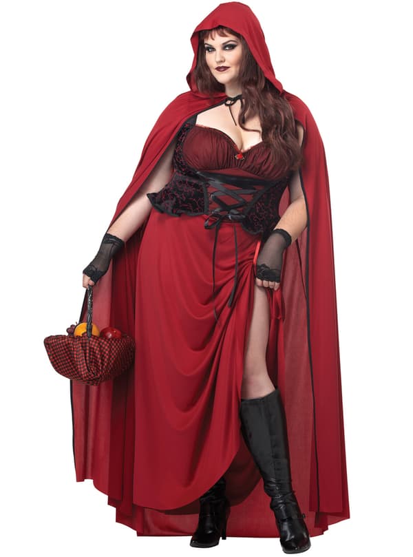 Rödluvan Mörk Maskeraddräkt Dam Plus Size