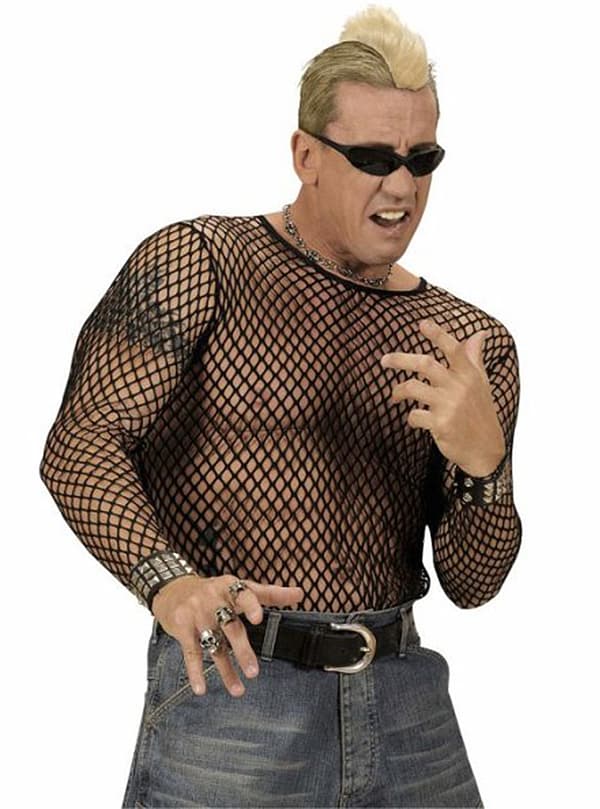 Sort nett-shirt til mænd