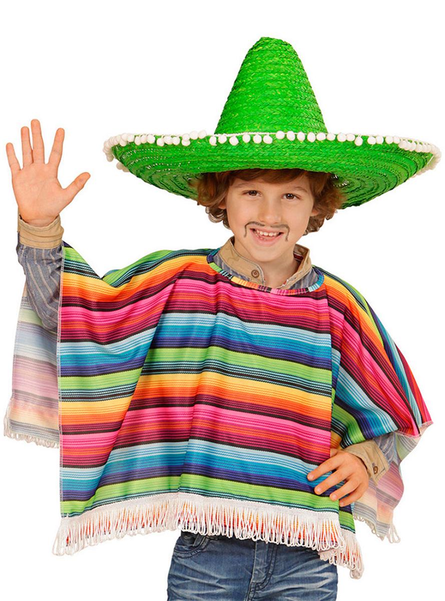 Poncho flerfärgad Mexikansk för barn