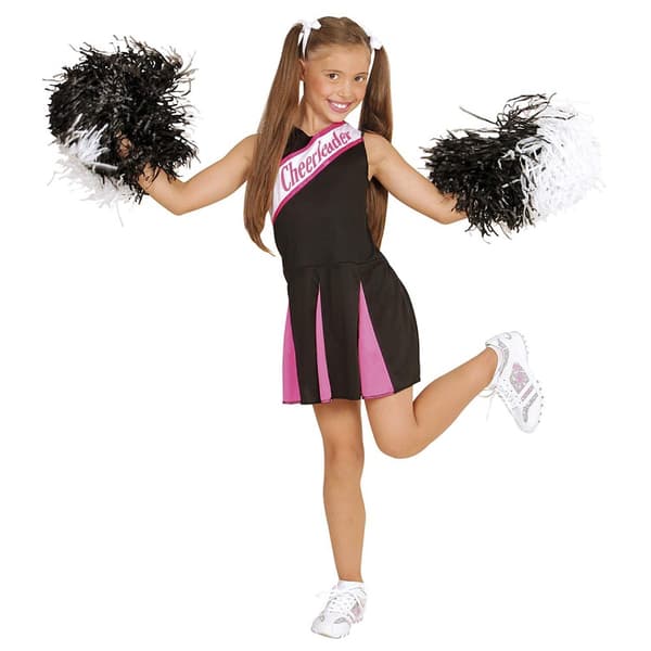 Lyserødt og sort cheerleaderkostume til piger