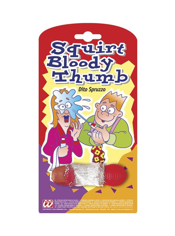 Blödande tumme med sprutande vatten