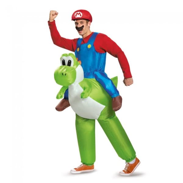 Maskeraddräkt Super Mario Bross ride on Yoshi för vuxen