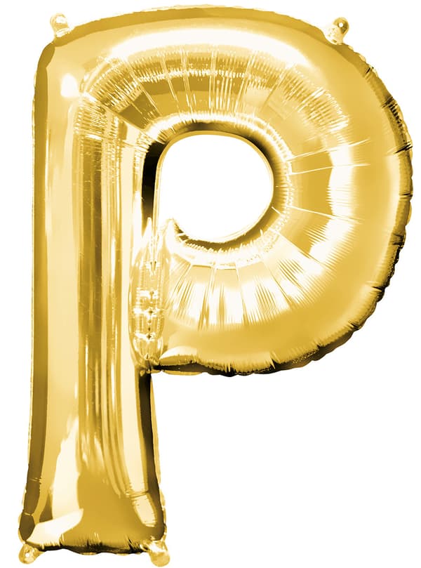 Bogstav P guldfarvet ballon (86 cm)