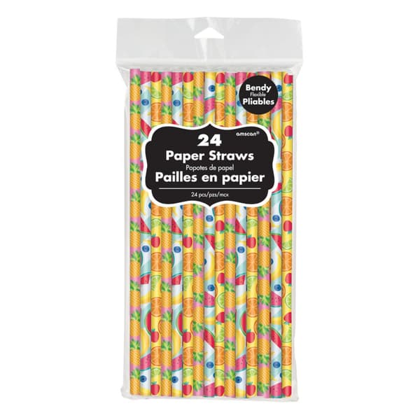 Set 24 sugrör i papp tutti frutti