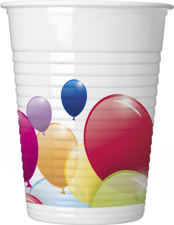 Sæt af 8 farverige ballon plastik kopper