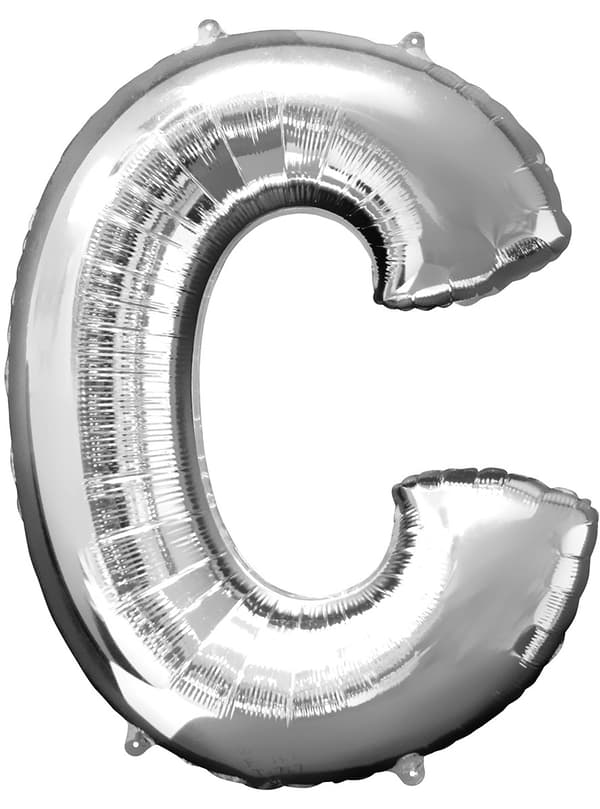 Bogstav C sølvfarvet ballon (86 cm)