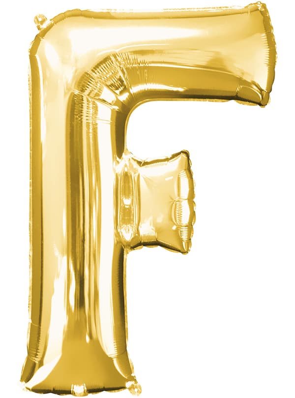 Ballong bokstav F guld (86 cm)