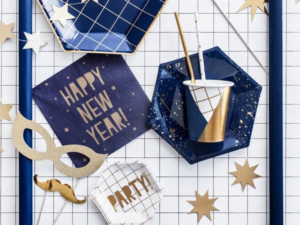 8 blandade festartiklar guldfärgade till photocall - Happy New Year Collection
