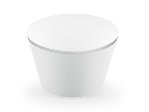 6 Papir Muffin Forme med Sølv Kant, Grå