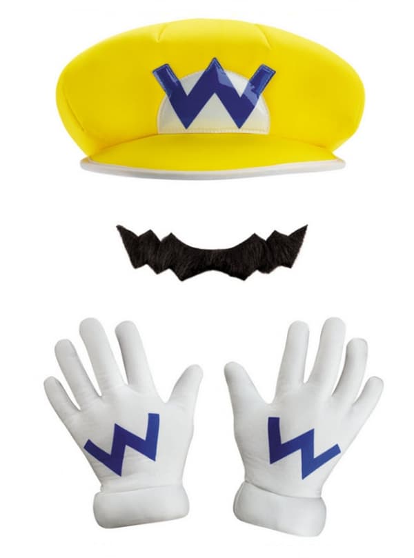 Aikuisten Wario-lakki ja viikset