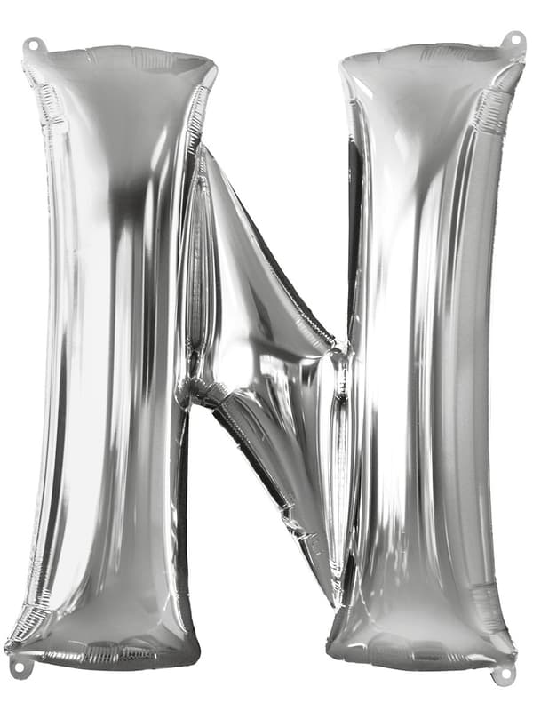 Ballong bokstav N silver (86 cm)