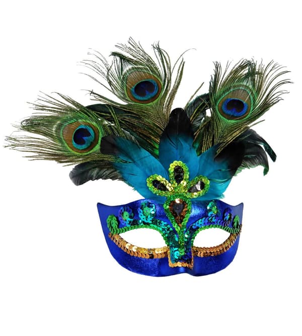 Venetiansk påfugle maske til voksne