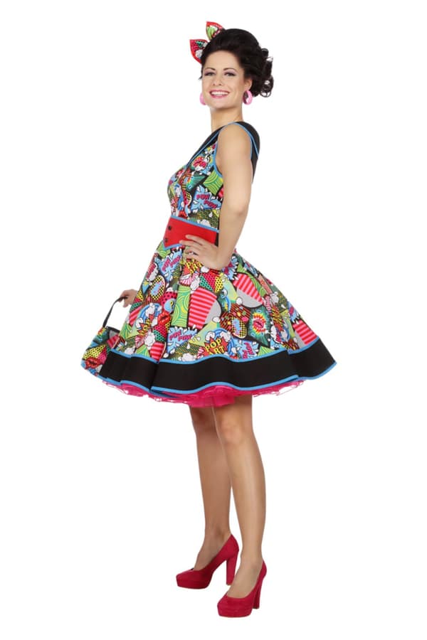 Pop Art Pin-Up Kjole til Kvinder