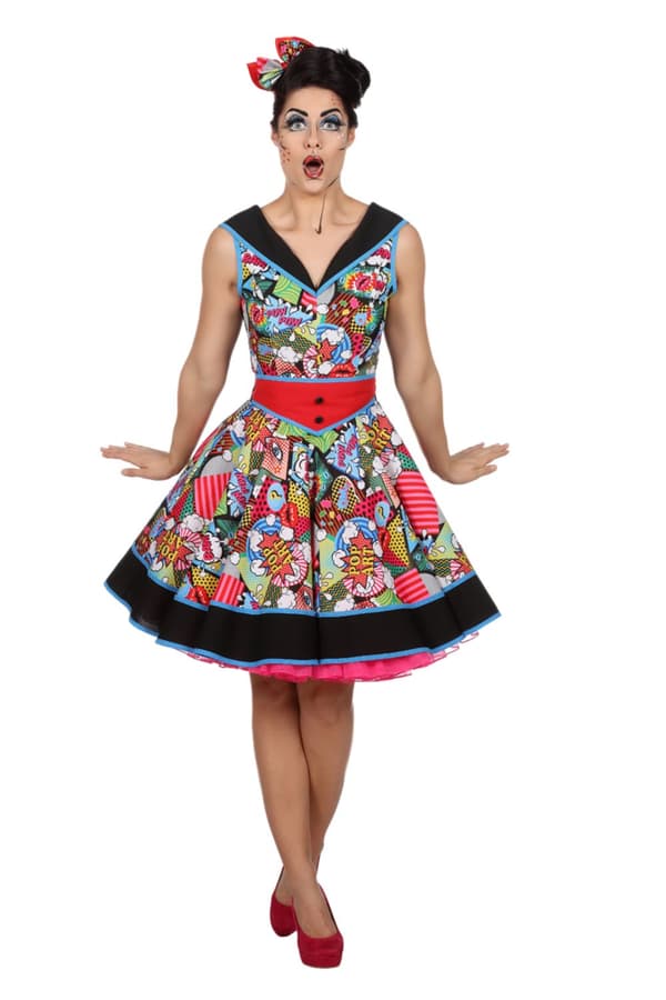 Pop Art Pin-Up Kjole til Kvinder