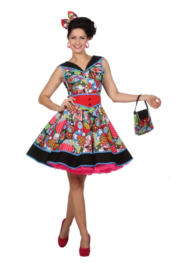 Pop Art Pin-Up Kjole til Kvinder