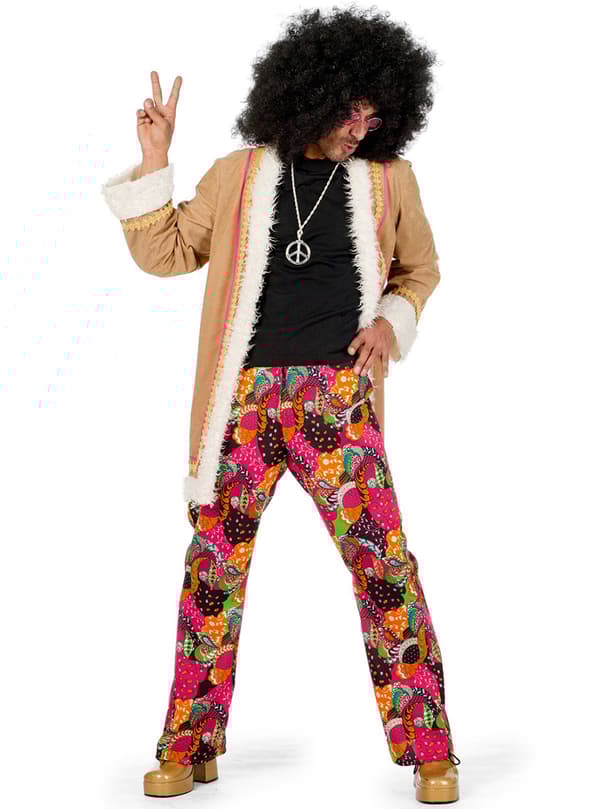 Beige hippie kostume til mænd