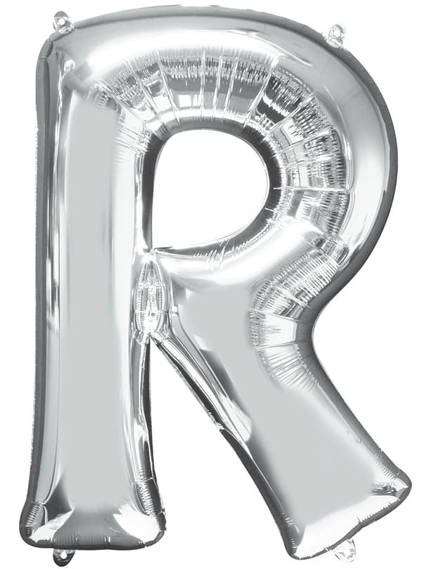 Bogstav R sølvfarvet ballon (86 cm)
