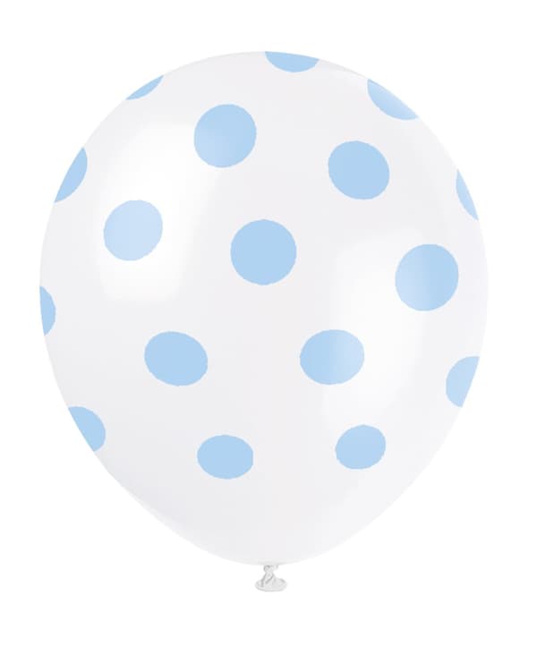 Sæt af 6 hivde ballonner med bå prikker