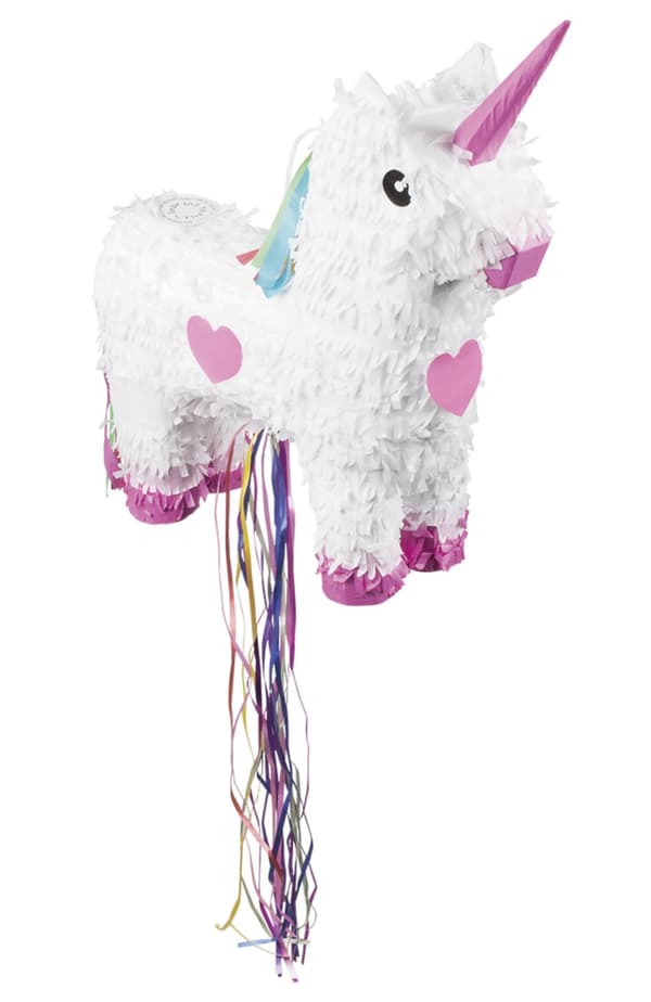 Hvit enhjørning Piñata