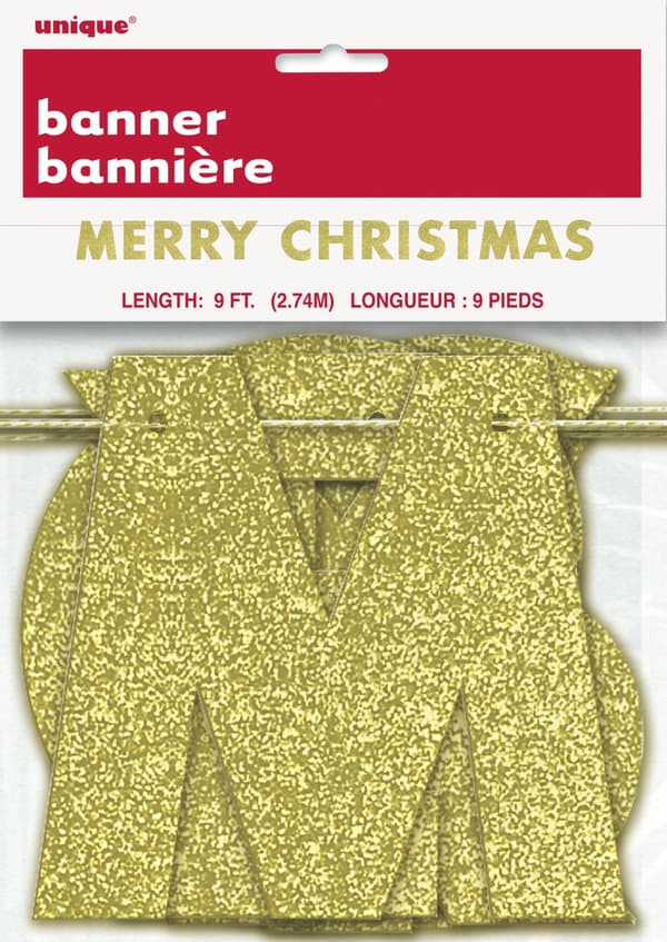 Glitter guld god jul banner - Basic Christmas