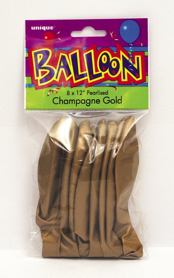 Set 8 ballonger guldiga metallic - Kollektion Basfärger
