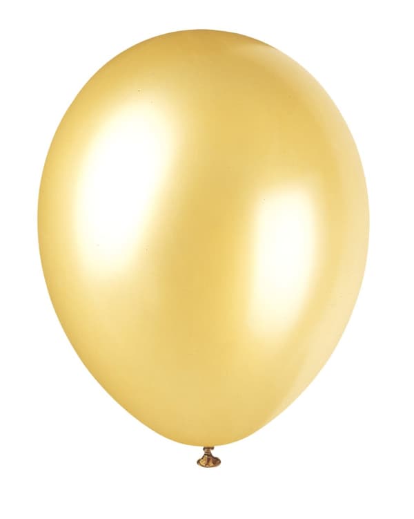 Sæt af 8 metalliske guld ballonner - Basale farver linje