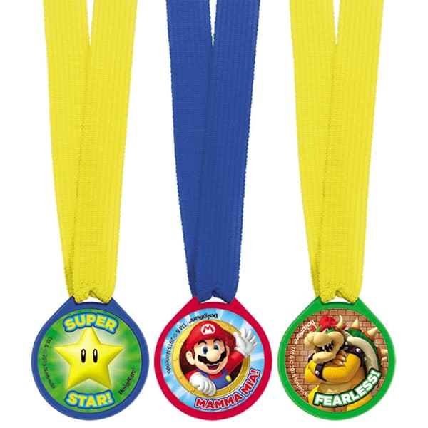 Sett med 12 Super Mario Bros medaljer