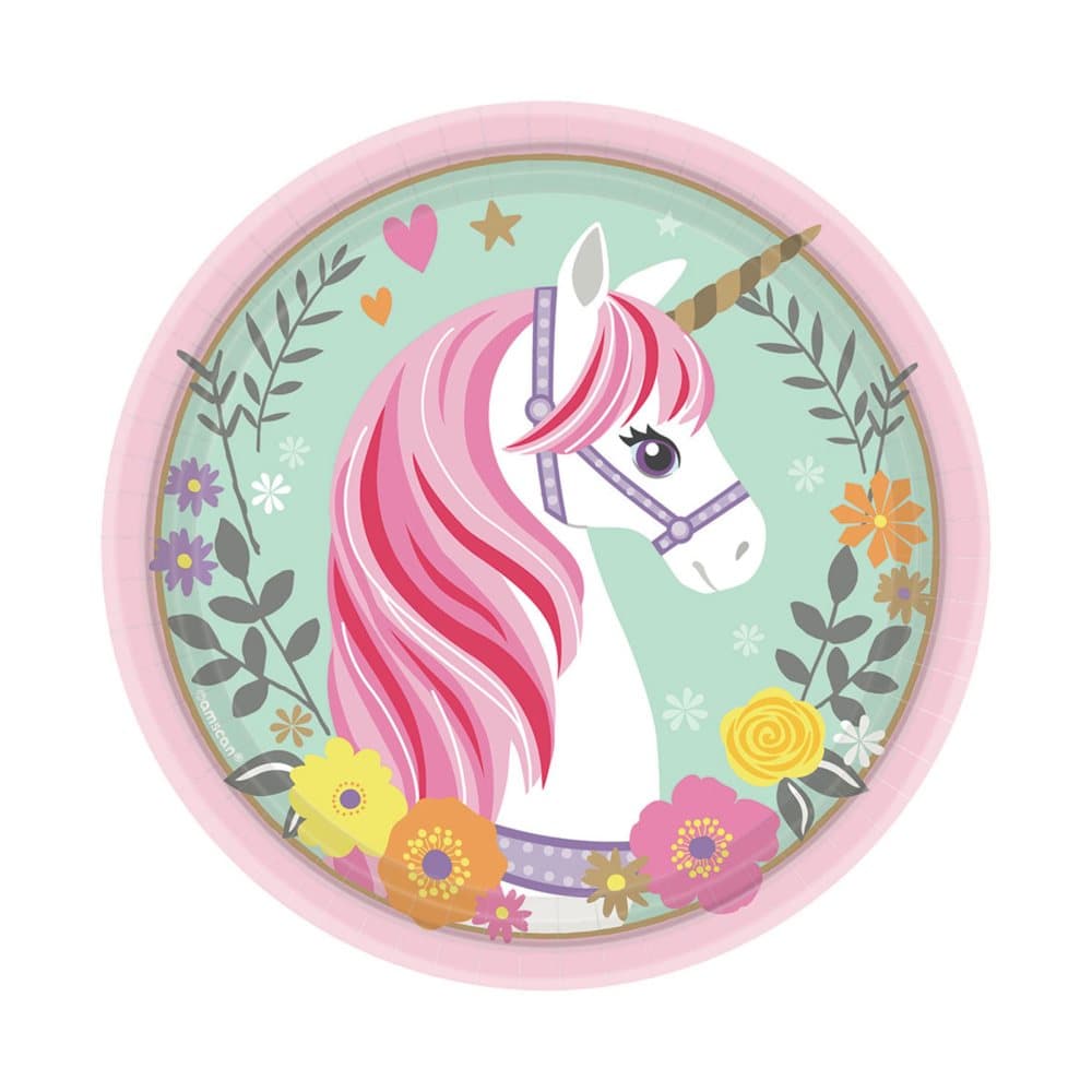 8 desserttallrikar Magical Unicorn (18cm) - Pretty Unicorn