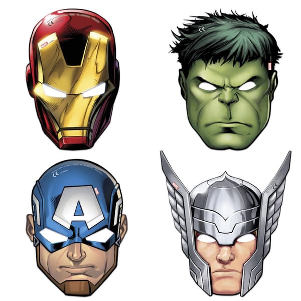 Sæt af 6 varierede The Avengers Team Power masker