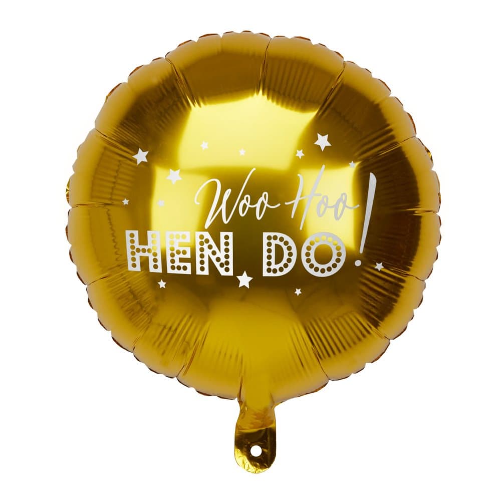 Folieballong guldfärgad "Woo Hoo Hen Do" - Woo Hoo Hen Do