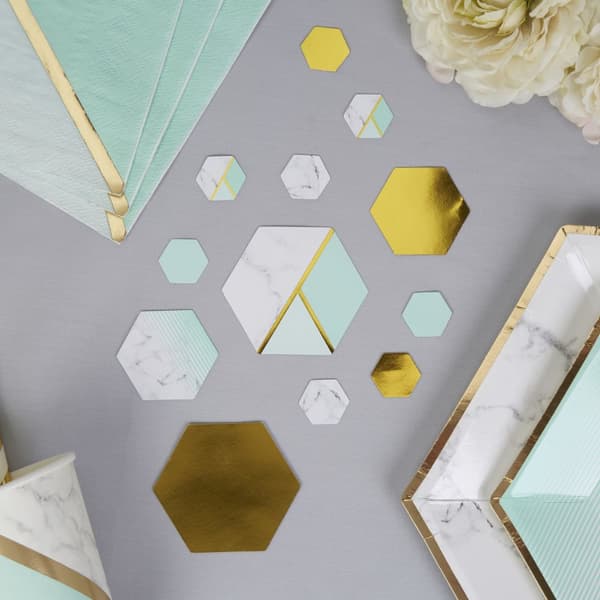 Bordkonfetti med geometrisk mintgrønn mønster - Colour Block Marble